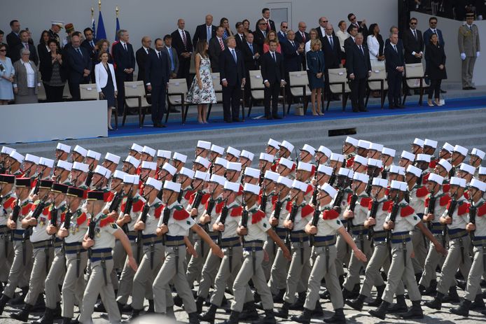 De militaire parade tijdens de Franse nationale feestdag in Parijs bracht Trump op een idee.