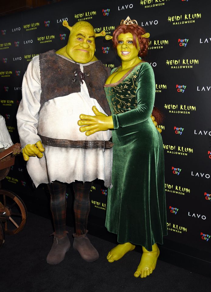 Tom en Heidi als Shrek en Fiona.