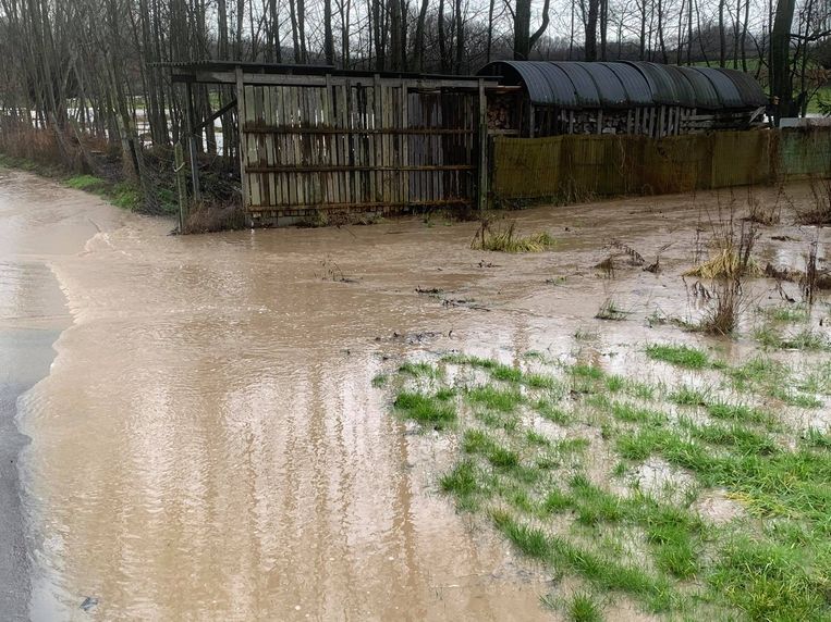 Een deel van de Wurmendries staat onder water. Beeld Frank Eeckhout