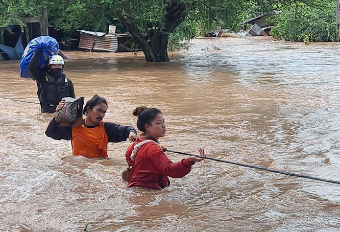 Beeld van de overstromingen in de provincie Lopburi.
