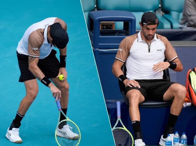 Verontrustende beelden uit Miami: nadat Franse tennisser al flauwviel, heeft nu ook Berrettini racket nodig om overeind te blijven