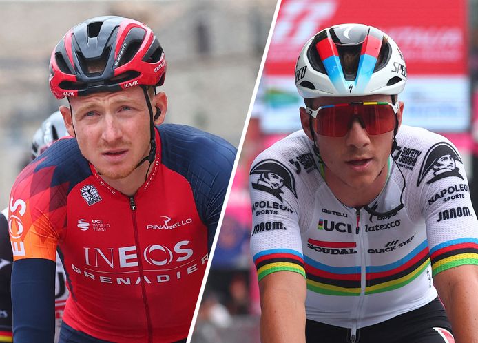 Tao Geoghegan Hart en Remco Evenepoel.