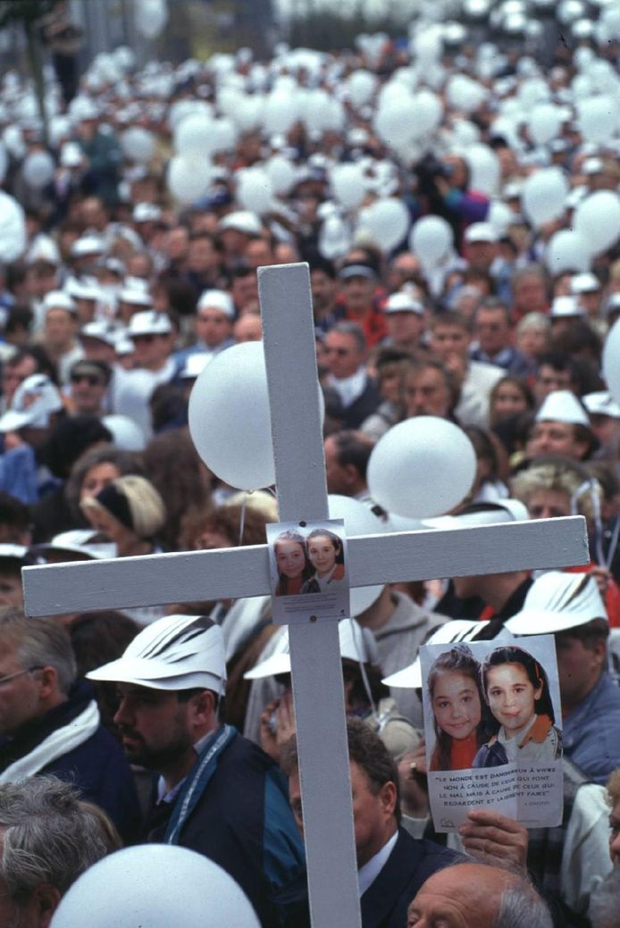 Beeld van de witte mars in 1996 in Brussel.