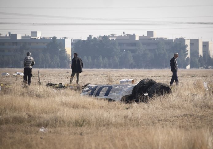 Wrakstukken van het Oekraïense lijnvliegtuig dat op 8 januari werd neergeschoten.