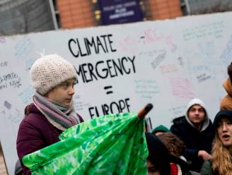 Thunberg en 50 andere Europese klimaatjongeren demonstreren in Brussel