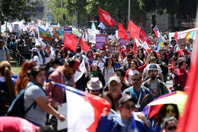 Protest in Santiago vandaag.