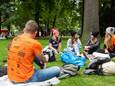 Studenten van de Breda University of Applied Sciences (BUas) tijdens de kennismaking aan het begin van het collegejaar.