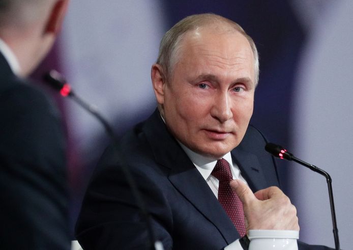 De Russische president Vladimir Poetin op het Economisch Forum van Sint-Petersburg.