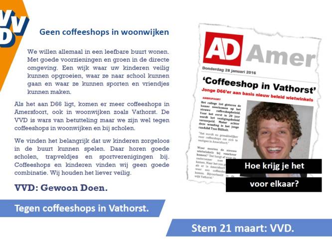 VVD flyert met 'gezicht' van D66'er Tyas Bijlholt