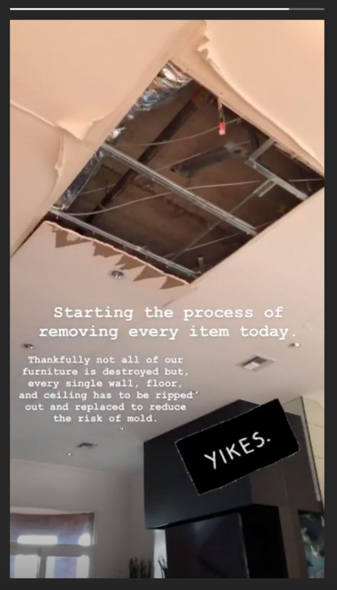 Via Instagram deelde Frankie een beeld van de schade.