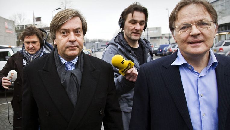 Jan Dirk Paarlberg (links) samen met zijn advocaat Gabriel Meijers. Foto ANP/Koen van Weel Beeld 