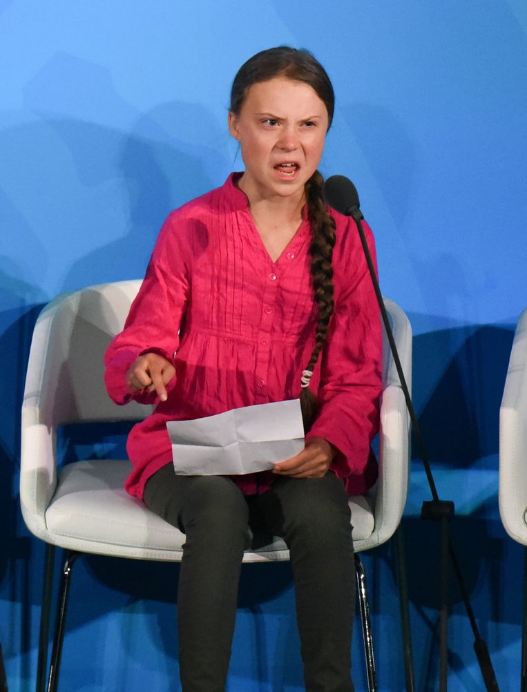 Greta Thunberg maandag op de VN-klimaattop  Beeld Getty Images