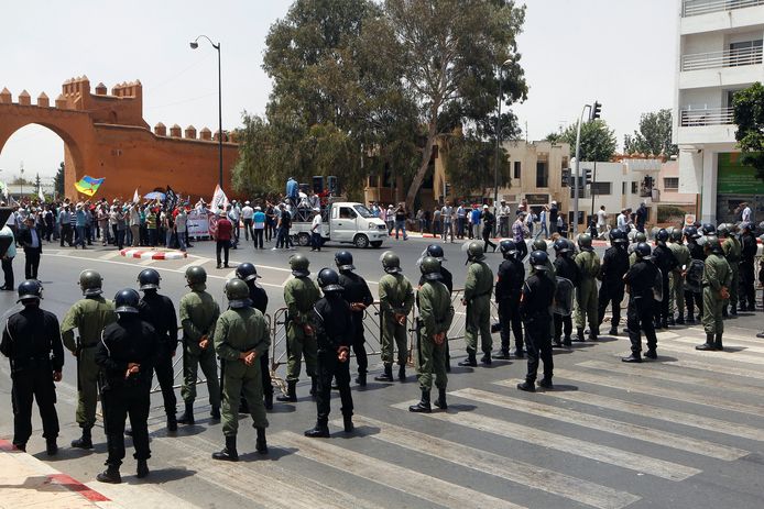 Politieblokkades in de Rif-stad Al Hoceima.