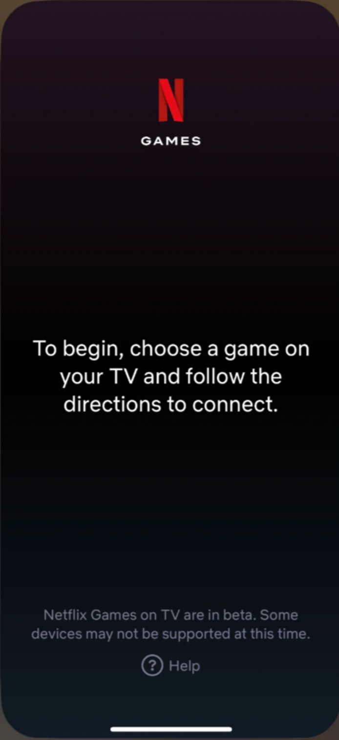 Interface de l'application "Netflix Game Controller" sur l'iPhone.