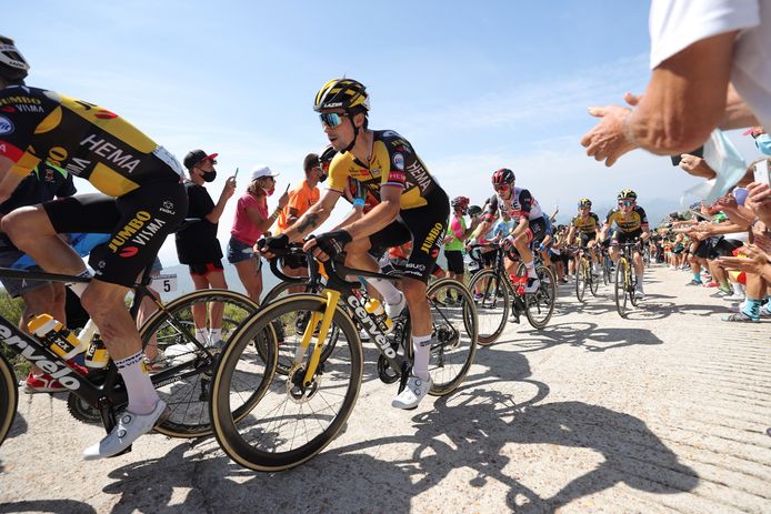 Primoz Roglic weet zich goed omringd door zijn ploeggenoten.