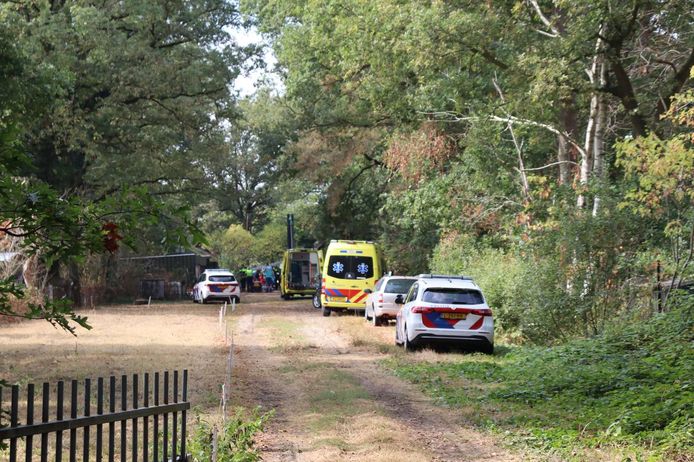 Meerdere politiewagens en ambulances zijn aanwezig in de Kloetenweg, waar een man van een ladder is gevallen.