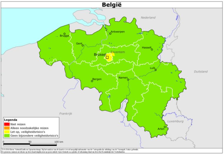 Reisadvies België. Beeld Rijksoverheid