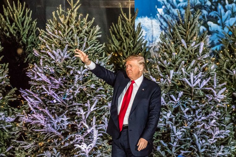 Donald Trump tijdens zijn Thank You Tour in Orlando, Florida. Beeld The Photo Access