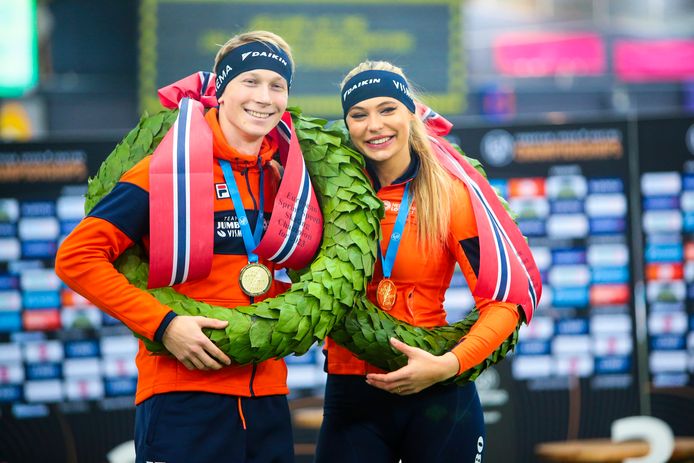 De kampioenen Merijn Scheperkamp en Jutta Leerdam.