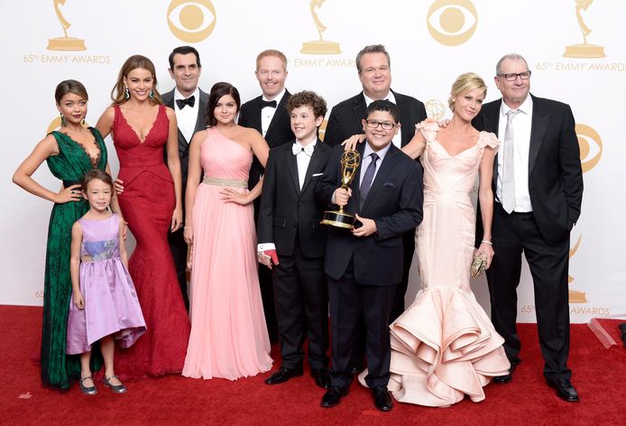 De cast van Modern Family. De serie won in de afgelopen tien seizoenen talloze prijzen.