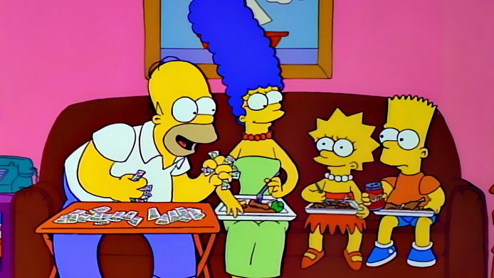 Homer, Marge, Lisa en Bart Simpson.