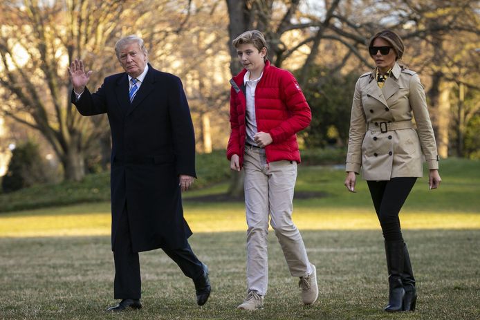 President Donald Trump, first lady Melania en hun zoon Barron.