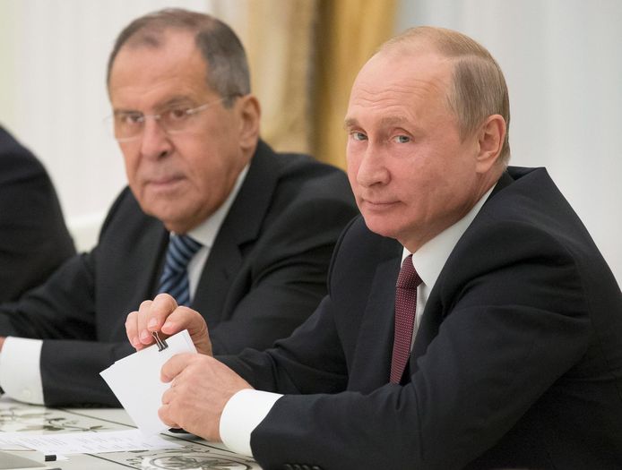 Vladimir Poutine et son ministre des Affaires étrangères Sergueï Lavrov