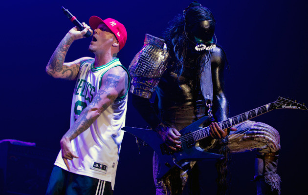 Zanger Fred Durst en gitarist Wes Borland van Limp Bizkit.