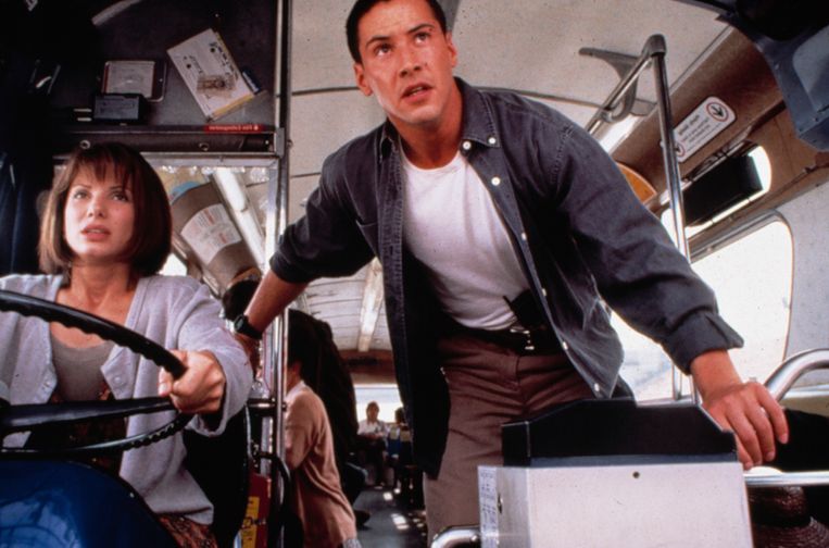 Sandra Bullock en Keanu Reeves in 'Speed' Beeld 20TH CENTURY FOX
