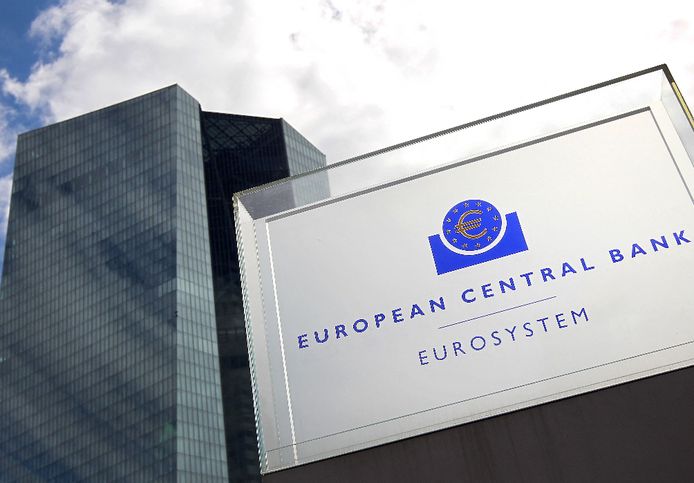Het hoofdkwartier van de  Europese Centrale Bank (ECB) in de Duitse stad Frankfurt.
