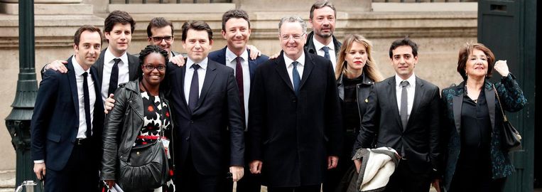 Het team van de Franse president Macron.  Beeld EPA