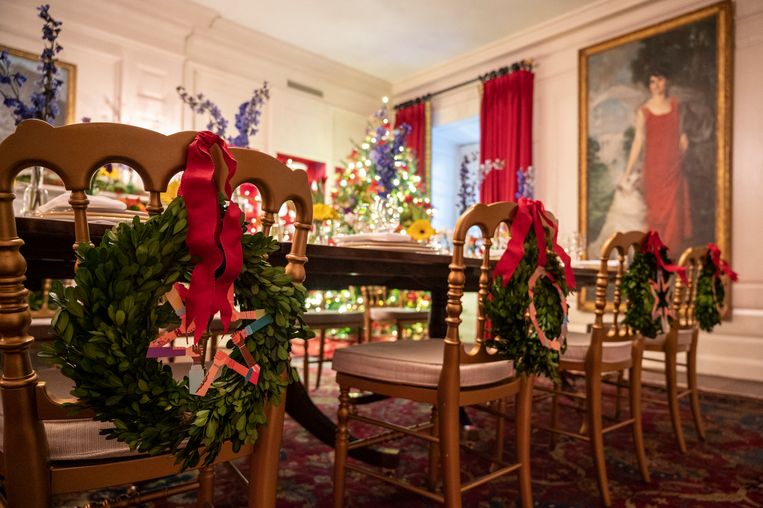Het Witte Huis in kerstsferen. Beeld ANP