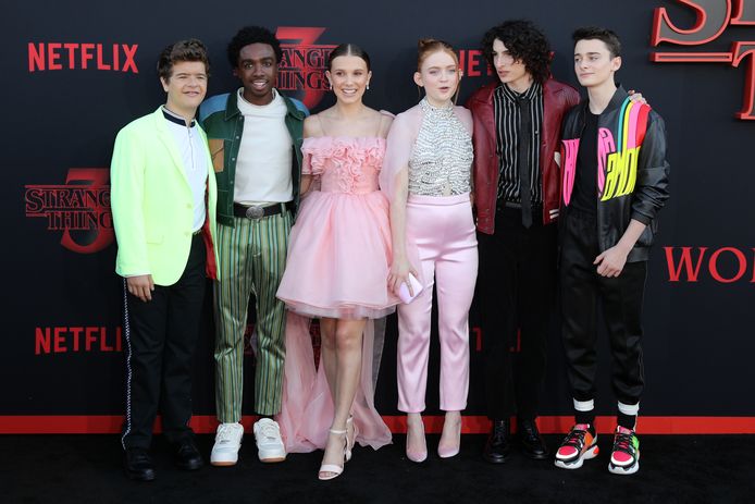 De cast van de populaire Netflix-sciencefictionserie ‘Stranger Things’.