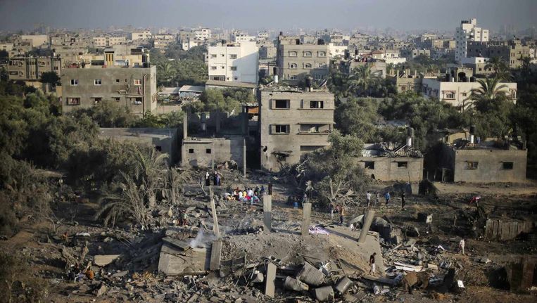 Een door de Israëli's verwoest huis in Gaza-Stad. Beeld reuters