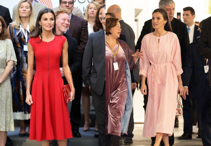 Du rouge au rose: la reine d'Espagne a effectué un changement dans sa garde-robe.