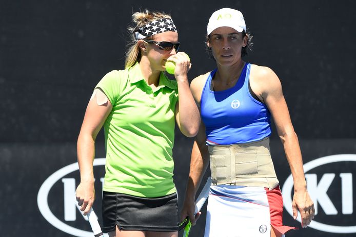 Kirsten Flipkens en Francesca Schiavone.