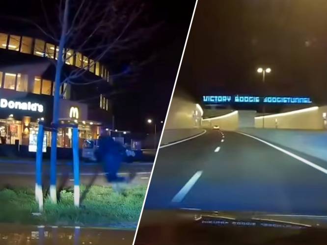 Spookrijder vlucht via tunnel en neemt de benen bij McDonald's: politie deelt beelden achtervolging