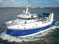 Het nieuwe schip van SeaFarm om mesheften te oogsten.