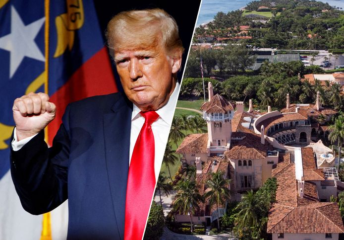 Voormalig president Donald Trump en zijn landgoed Mar-a-Lago in de staat Florida.