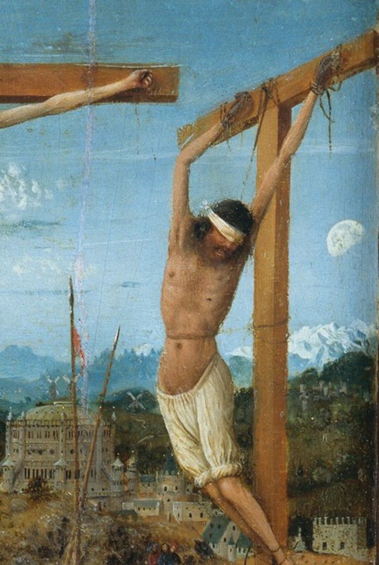 Uitsnede Kruisiging van Christus door Jan van Eyck. Beeld Jan van Eyck