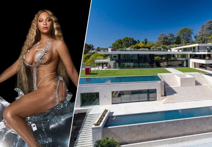 Beyoncé (links) en haar huis (rechts)