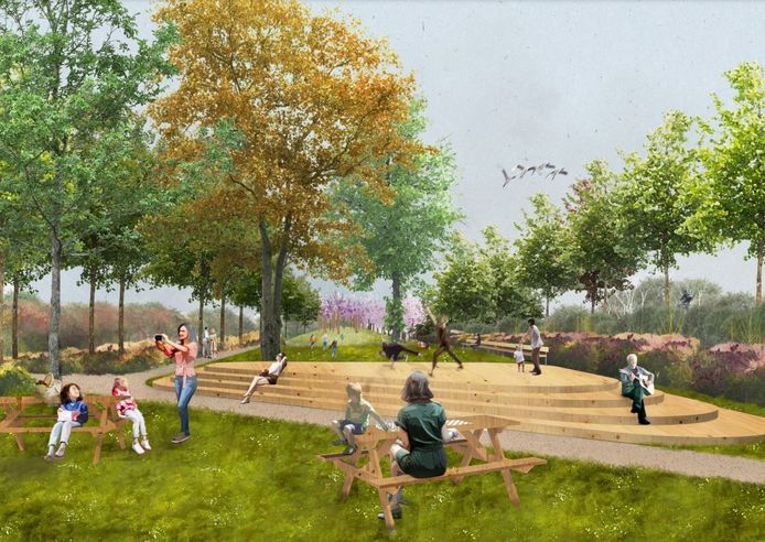 Een schetsontwerp van het Steenwegpark.
