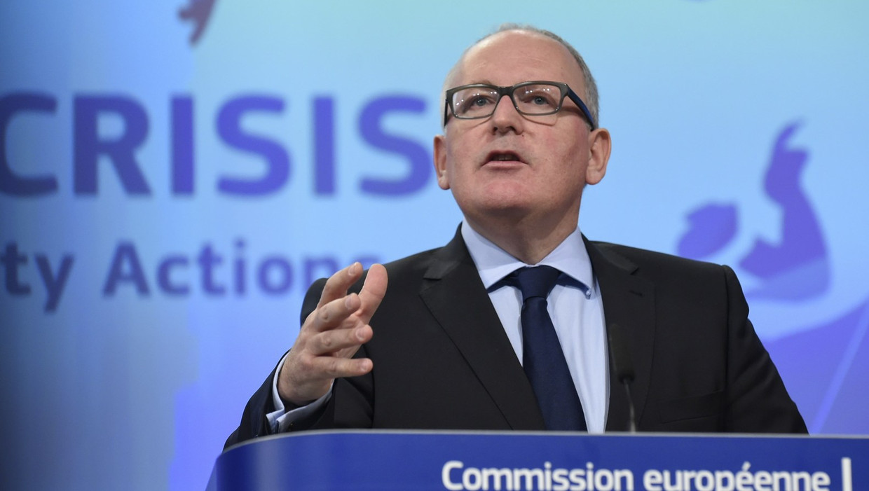 Eerste vicevoorzitter van de Europese Commissie Frans Timmermans, afgelopen oktober tijdens een EU-bijeenkomst over de vluchtelingencrisis. Beeld afp