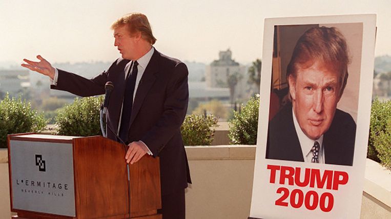 Trump in 2000 toen hij met de Reform Party mee wilde doen aan de presidentsverkiezingen. Beeld ap