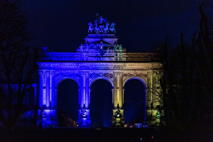 De triomfboog van het Jubelpark in het centrum van Brussel.