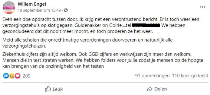 Ik Wens U Een Pijnlijke Eenzame Dood Bedreigingen En Scheldpartijen Tegen Zorgcentrum Goirle Na Oproep Willem Engel Goirle Bd Nl