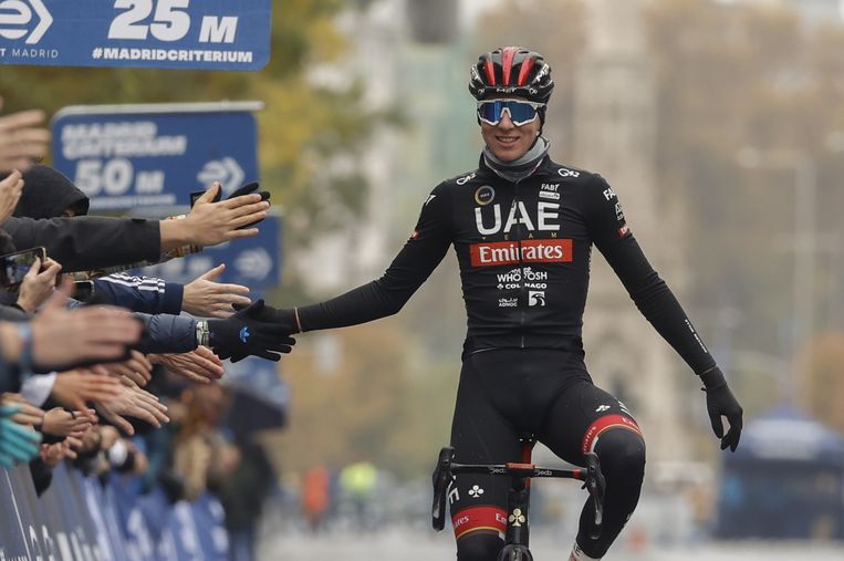 Tadej Pogacar nam begin deze maand deel aan een criterium in Madrid. Beeld ANP / EPA