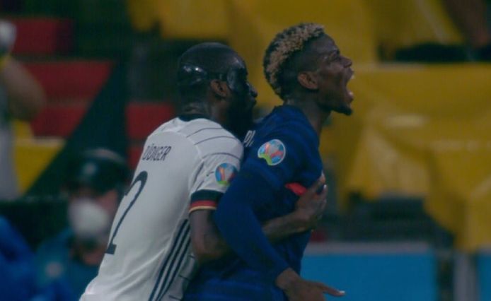 Het incident tussen Rüdiger en Pogba.