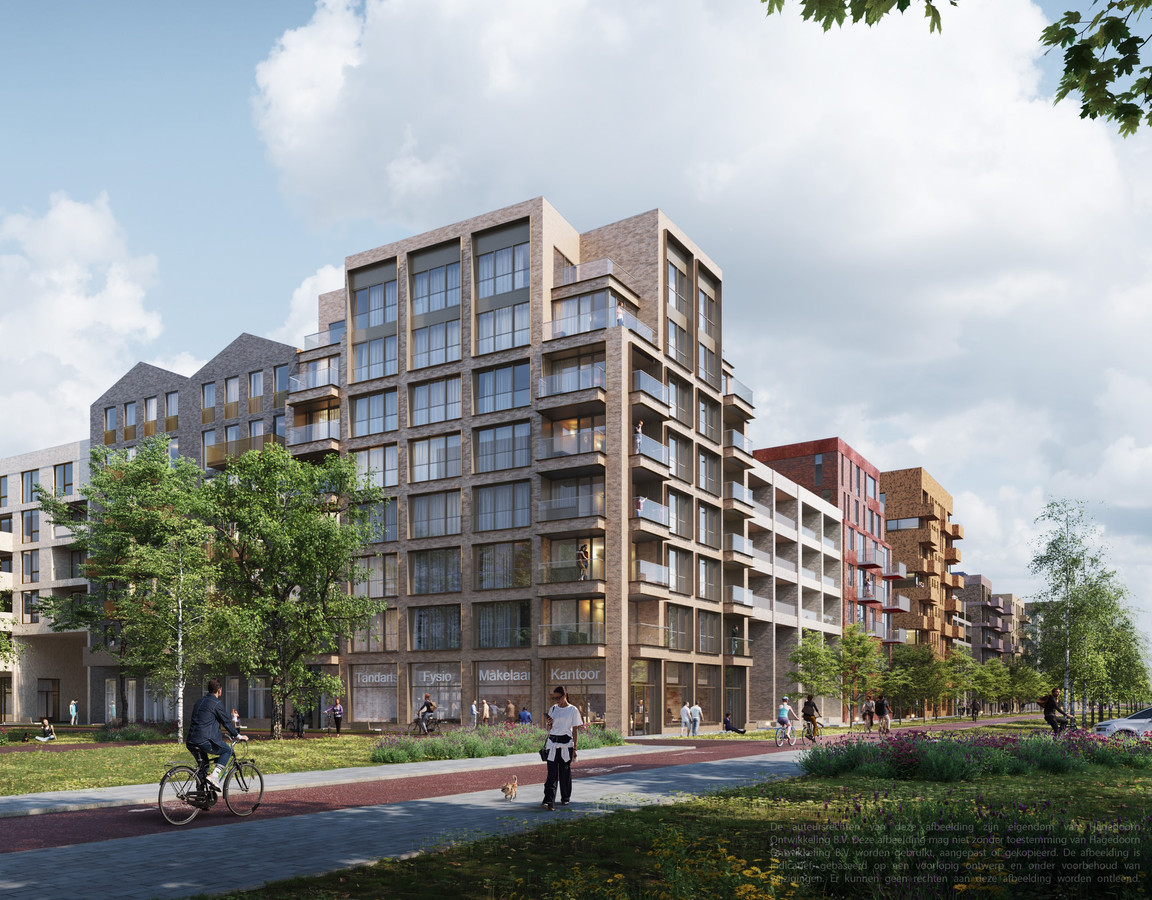 Een impressie van de nieuwe wijk Hoefkwartier in Amersfoort, op de plek van bedrijventerrein De Hoef.