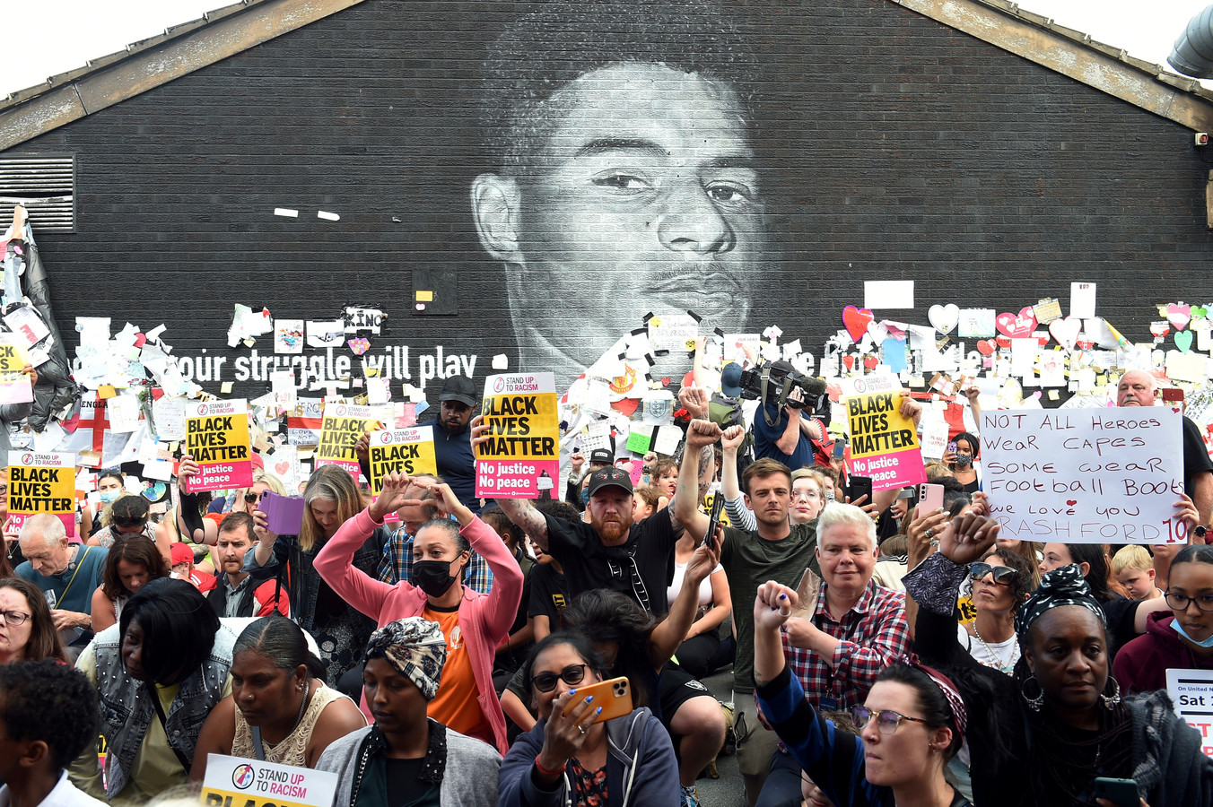Een demonstratie tegen racisme na de EK-finale.